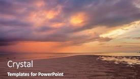  Presentation with tropical beach sunset - Amazing PPT theme having tropical-beach-in-ebb-time backdrop and a tawny brown colored foreground