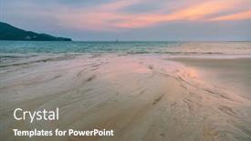  Presentation with tropical beach sunset - Presentation design enhanced with tropical-beach-in-ebb-time background and a gray colored foreground