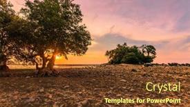  Presentation with tropical beach sunset - Colorful slides enhanced with tropical-beach-in-ebb-time backdrop and a tawny brown colored foreground
