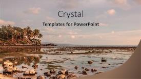  Presentation with tropical beach sunset - Slides featuring tropical-beach-in-ebb-time background and a light gray colored foreground