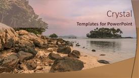  Presentation with tropical beach sunset - Slides having tropical-beach-in-ebb-time background and a soft green colored foreground