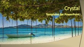  Presentation with boat - Presentation design with tropical beach in fiji islands background and a  colored foreground