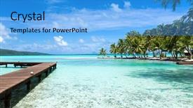  Presentation with travel - PPT theme consisting of tropical beach in french polynesia background and a light blue colored foreground