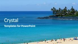  Presentation with hawaii - PPT theme having waimea - tropical beach in hawaii background and a ocean colored foreground