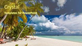  Presentation with palm beach - Presentation design enhanced with tropical-beach-in-maldives background and a tawny brown colored foreground