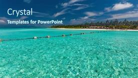  Presentation with lagoon - Beautiful slide set featuring tropical-beach-in-maldives backdrop and a ocean colored foreground