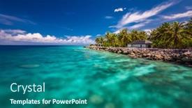  Presentation with lagoon - Amazing presentation theme having tropical-beach-in-maldives backdrop and a ocean colored foreground