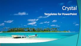  Presentation with lagoon - Colorful PPT theme enhanced with tropical beach in maldives backdrop and a dark gray colored foreground