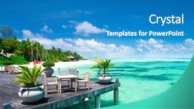  Presentation with palm beach - Beautiful slide deck featuring tropical beach in maldives backdrop and a teal colored foreground