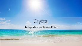  Presentation with lagoon - Slide deck enhanced with tropical beach in maldives with few palm trees and blue lagoon background and a light blue colored foreground