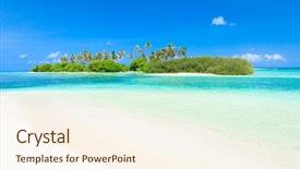 Presentation with lagoon - Slide set featuring tropical beach in maldives with few palm trees and blue lagoon background and a cream colored foreground