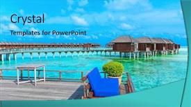  Presentation with lagoon - Colorful presentation theme enhanced with tropical beach in maldives backdrop and a cyan colored foreground