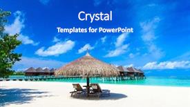  Presentation with lagoon - PPT theme consisting of tropical beach in maldives background and a dark gray colored foreground