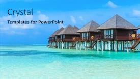  Presentation with lagoon - Presentation theme having tropical beach in maldives with few palm trees and blue lagoon background and a light blue colored foreground