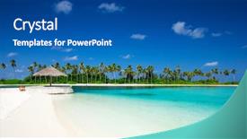  Presentation with lagoon - PPT theme having tropical beach in maldives background and a ocean colored foreground
