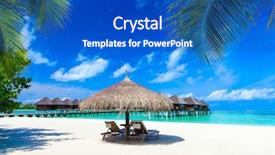  Presentation with lagoon - Audience pleasing PPT layouts consisting of tropical beach in maldives backdrop and a cobalt blue colored foreground