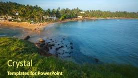  Presentation with sri lanka - Cool new presentation theme with tropical-beach-in-the-town backdrop and a tawny brown colored foreground