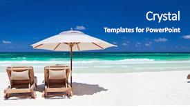  Presentation with chairs - Presentation consisting of tropical beach in tulum mexico background and a ocean colored foreground