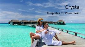  Presentation with jetty on a tropical - Amazing slide deck having rest at the ocean coast backdrop and a coral colored foreground