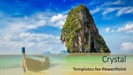  Presentation with tropical holiday - Beautiful PPT theme featuring tropical beach krabi thailand backdrop and a yellow colored foreground