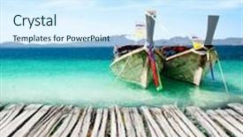 Presentation with boats - Slides with tropical beach longtail boats andaman sea thailand background and a sky blue colored foreground