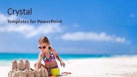  Presentation with sand play - Theme featuring tropical beach making sand background and a light blue colored foreground