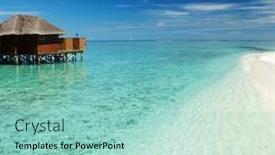  Presentation with crystal blue - Beautiful presentation theme featuring cloudy sky background white backdrop and a mint green colored foreground