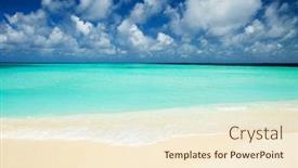  Presentation with blue crystal - Amazing slide deck having tropical beach ocean waves and cloudy sky background white sand and crystal-blue sea ocean water nature beach relax summer sea vacation maldives islands sea background backdrop and a cream colored foreground