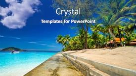  Presentation with tropical - Beautiful PPT theme featuring tropical-beach-of-beautiful-koh backdrop and a ocean colored foreground
