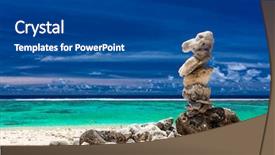  Presentation with stones - Presentation featuring tropical beach of cook islands background and a ocean colored foreground