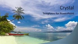  Presentation with coconut water - Slide deck having tropical beach of tropical island background and a light blue colored foreground