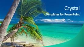  Presentation with palm beach - PPT theme enhanced with tropical beach on fiji islands background and a ocean colored foreground