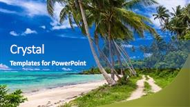  Presentation with palm beach - Theme having tropical beach on samoa island background and a teal colored foreground