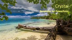  Presentation with south beach - Beautiful PPT theme featuring tropical-beach-on-south-side backdrop and a tawny brown colored foreground