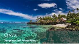  Presentation with south beach - Colorful PPT layouts enhanced with tropical-beach-on-south-side backdrop and a ocean colored foreground