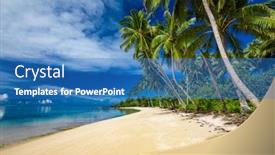  Presentation with samoa - Colorful presentation enhanced with tropical-beach-on-south-side backdrop and a teal colored foreground