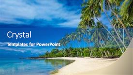  Presentation with samoa - Presentation design having tropical-beach-on-south-side background and a teal colored foreground