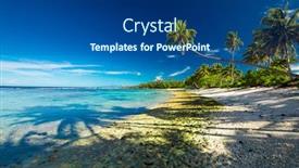  Presentation with samoa - Presentation featuring tropical-beach-on-south-side background and a ocean colored foreground