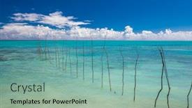  Presentation with south beach - Slide set featuring tropical-beach-on-south-side background and a seafoam green colored foreground