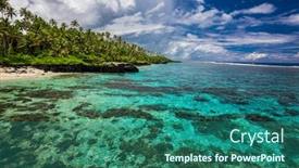  Presentation with samoa - Presentation design featuring tropical-beach-on-south-side background and a ocean colored foreground