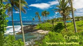  Presentation with south beach - Audience pleasing PPT layouts consisting of tropical-beach-on-south-side backdrop and a tawny brown colored foreground