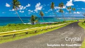  Presentation with samoa - PPT theme consisting of tropical-beach-on-south-side background and a coral colored foreground