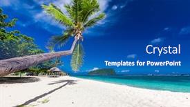  Presentation with south beach - PPT theme having tropical-beach-on-south-side background and a ocean colored foreground