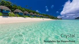  Presentation with south beach - Beautiful theme featuring tropical-beach-on-south-side backdrop and a mint green colored foreground