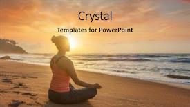  Presentation with lotus - Colorful presentation design enhanced with tropical beach on sunset backdrop and a coral colored foreground