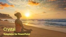  Presentation with lotus - Cool new slide deck with tropical beach on sunset backdrop and a tawny brown colored foreground