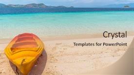  Presentation with banana palm - Amazing PPT theme having tropical beach on the banana backdrop and a lemonade colored foreground