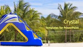  Presentation with resort - Slide set consisting of tropical beach resort inflatable slide background and a tawny brown colored foreground