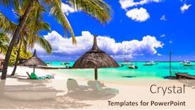  Presentation with paradise island - Presentation theme consisting of tropical-beach-scenery-vacation background and a lemonade colored foreground
