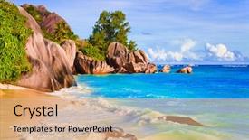  Presentation with tropical - PPT theme with source d'argent at seychelles background and a coral colored foreground